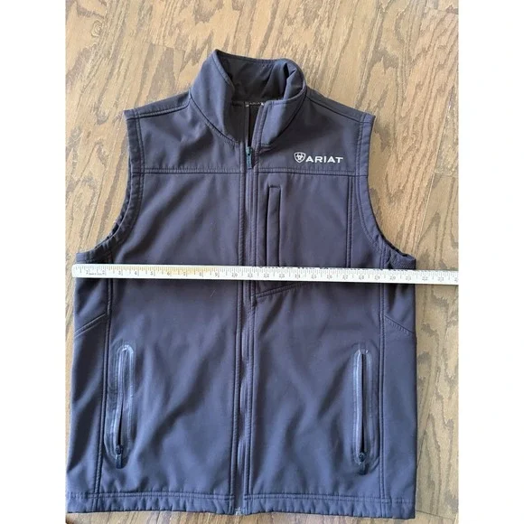 Ariat Softshell Vest Dark Brown Western Lightweight Zip Fleece Lined Mens Medium - Picture 10 of 12